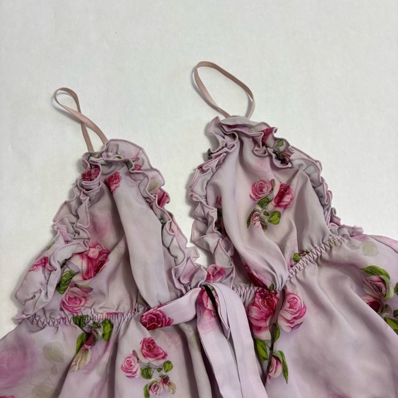 Floral lavender pink ruffle sleep set - Picture 3 of 5